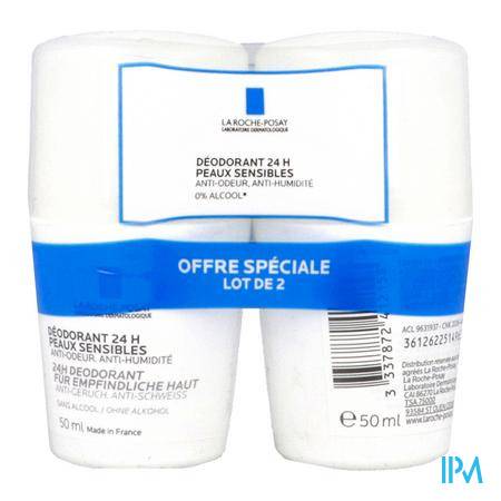 La Roche Posay Deodorant Physiologique 24h Roll On 50ml X2 Déodorant - Soins du corps