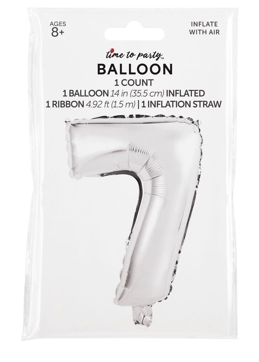 7 Number Air Filled Balloon, 13 In, Silver