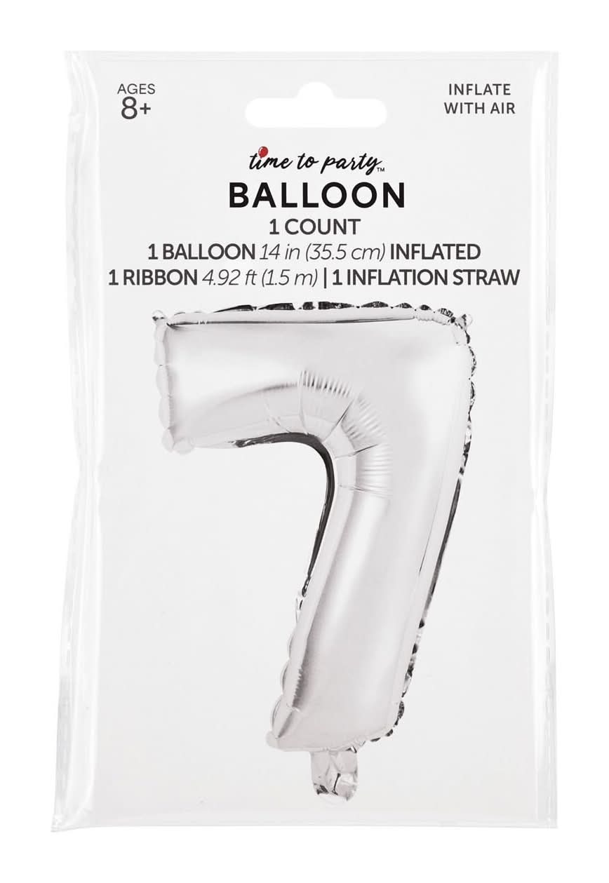 7 Number Air Filled Balloon, 13 In, Silver