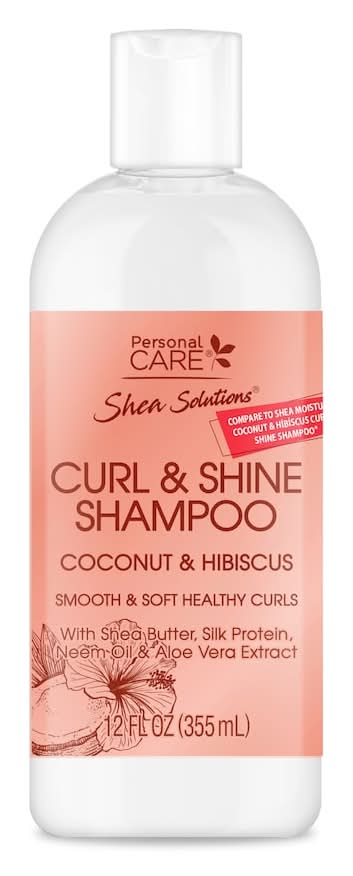 Personal Care Shea Solutions Curl & Shine Shampoo, Coconut-Hibiscus (12 fl oz)