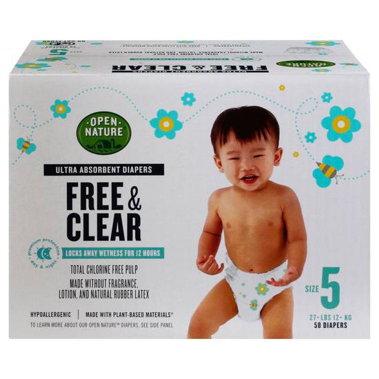 Open Nature Free & Clear Ultra Absorbent Diapers (size 5)