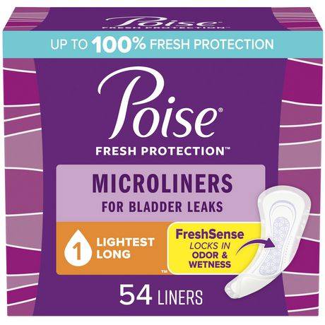 Poise Microliners For Bladder Leaks Women's Incontinence Pads, Female (54 ct)