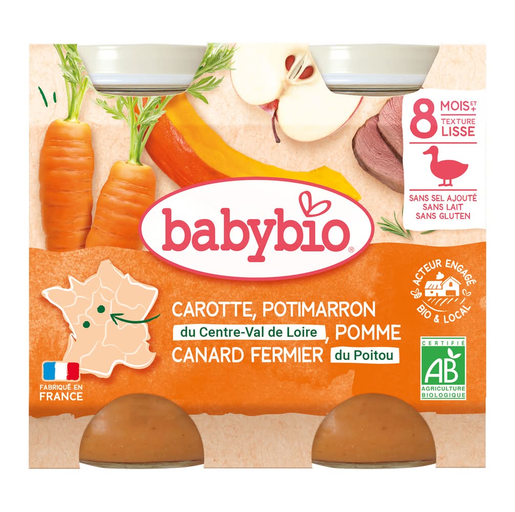 Babybio - Carotte potimarron du centre val de loire pomme canard fermier du bio (400g)
