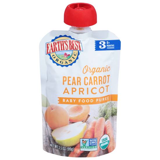 Earth's Best Organic Pear Carrot Apricot Baby Food Puree 3