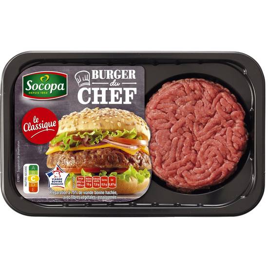 Socopa - Burger au boeuf 15% mat gr (2 pièces)
