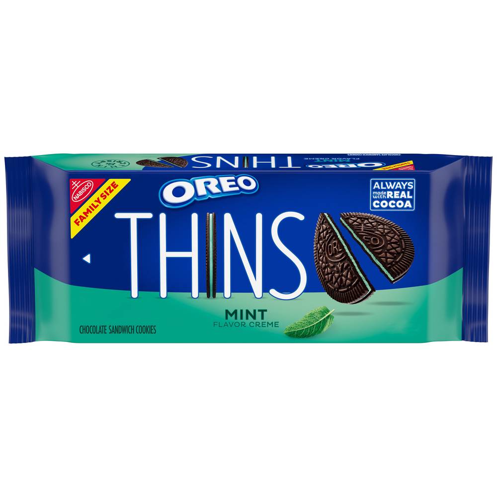 Oreo Thins Creme Chocolate Sandwich Cookies, Mint (11.78 oz)