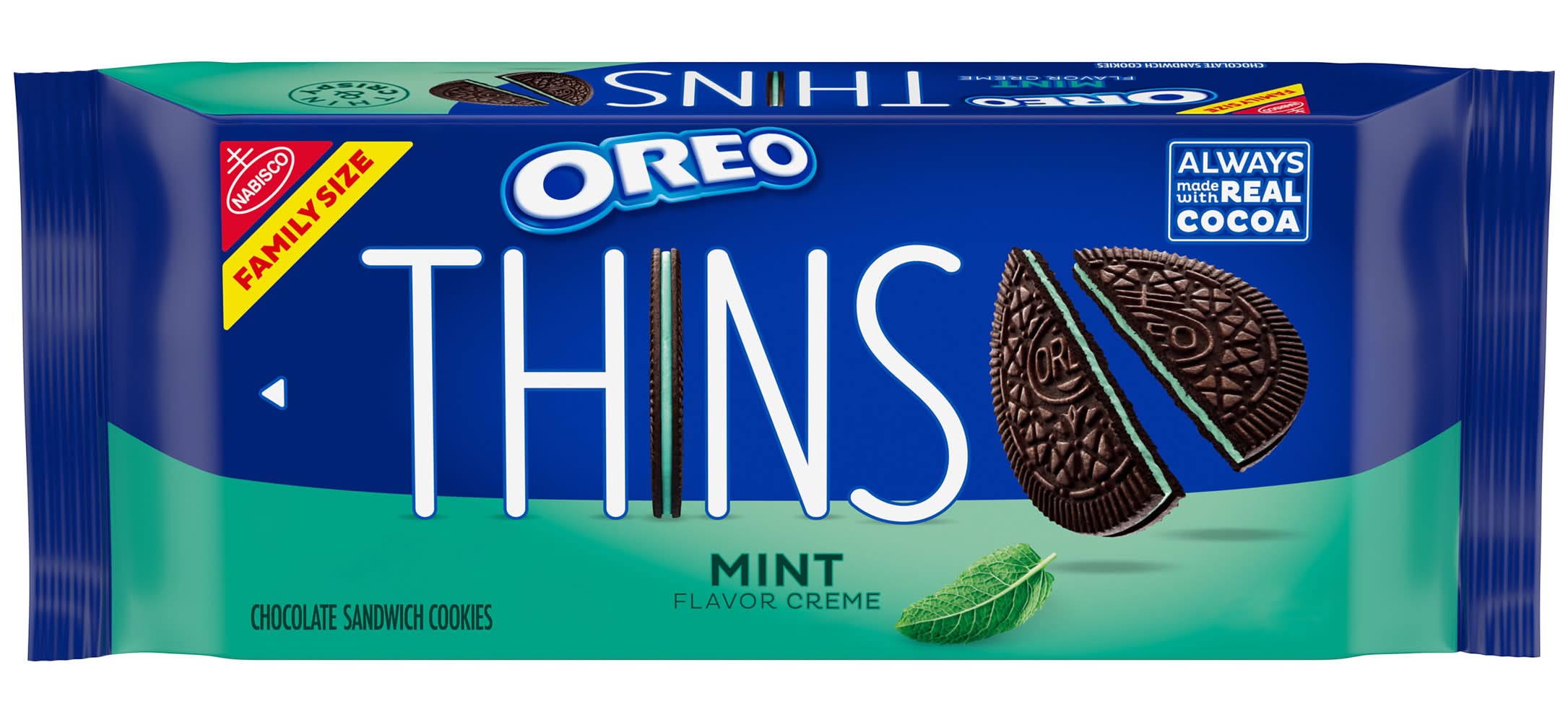 Oreo Thins Creme Chocolate Sandwich Cookies, Mint (11.78 oz)