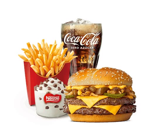 Menú Completo Mediano Doble Philly Cheese Stack