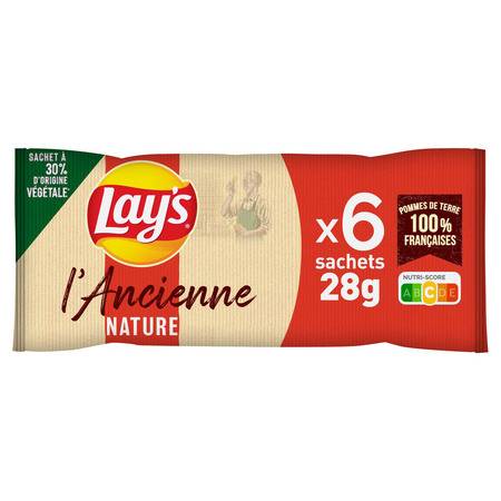 Chips recette à l'ancienne nature Lay's - le lot de 6 sachets de 28g