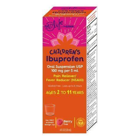 24/7 Life Children's Ibuprofen Oral Suspension Pain Reliever For 2 To 11 Yrs, Berry (4 fl oz)