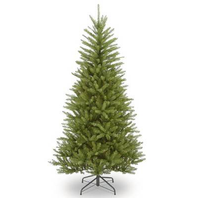 6.5ft National Christmas Tree Company Dunhill Fir Artificial Christmas Tree: Slim Profile, Indoor, PVC Material, Includes Stand