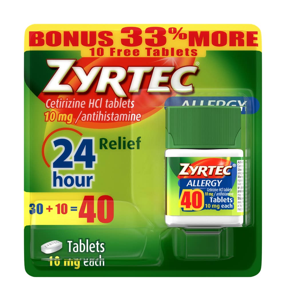 Zyrtec Cetirizine Hcl Allergy Tablets 10 mg (40 ct)