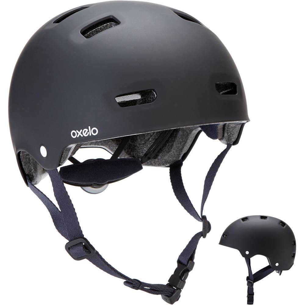 Oxelo casco de patines skate y scooter mf500 (color: negro azul. talla: l/59-62cm)