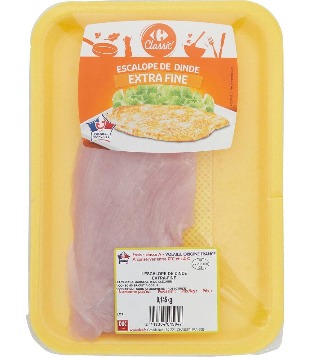 Carrefour - Escalope de dinde extra fine sans ogm (120g)
