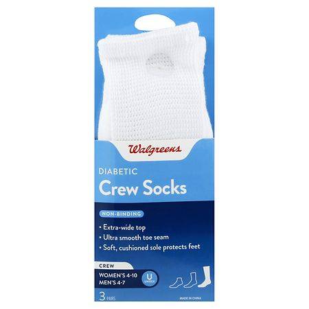 Walgreens Diabetic Crew Socks For Women (white 6-10)