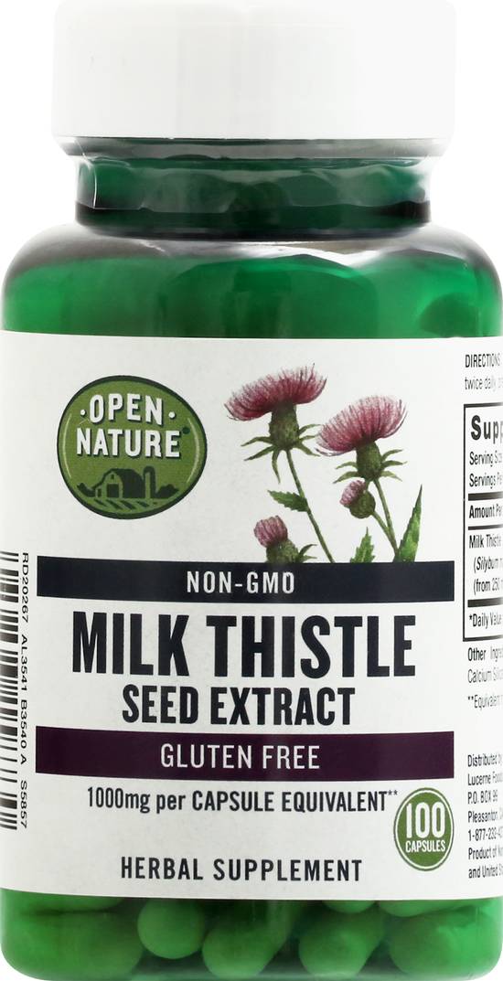 Open Nature Milk Thistle Seed Extract Herbal Capsules (100 ct)