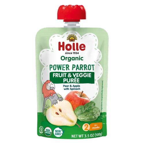 Holle Organic Fruit & Veggie Puree Pouch (power parrot)