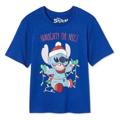 Disney Girls' Stitch Holiday Tee (Color: Blue, Size: Xs)