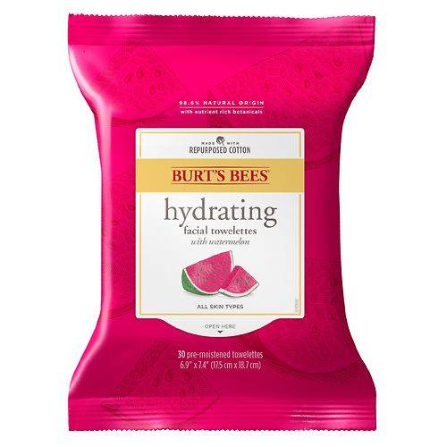 Burt's Bees Hydrating Pre-moistened Facial Cleanser Towelettes with Watermelon - 30.0 ea