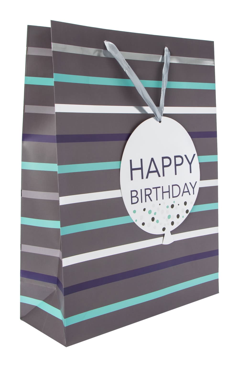 Jumbo Printed Gift Bag 12.75in x 17.75in Gray Stripes