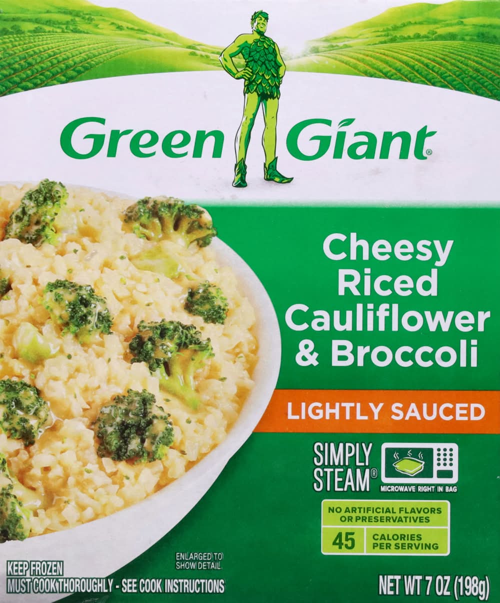 Green Giant Simply Steam Lightly Sauce Cheese Riced Cauliflower & Broccoli, Cheesy Riced Cauliflower & Broccoli (7 oz)