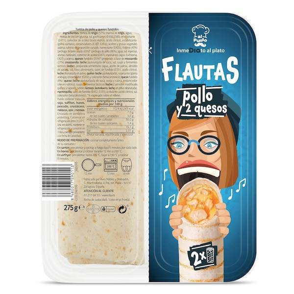 Flautas de Pollo y 2 Quesos al Punto Bandeja (275 g)