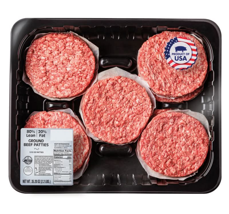 USDA 80% Lean 20% Fat Ground Beef Patties - 10 Count