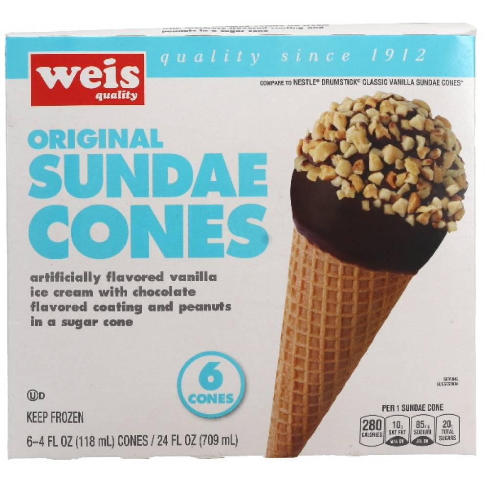 Weis Quality Sundae Cones, Vanilla & Chocolate (4 fl oz, 6 ct)