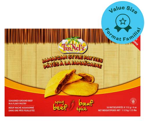 Tinnel's Mild Tasty Jamaican Patties, Beef (10 x 112 g)