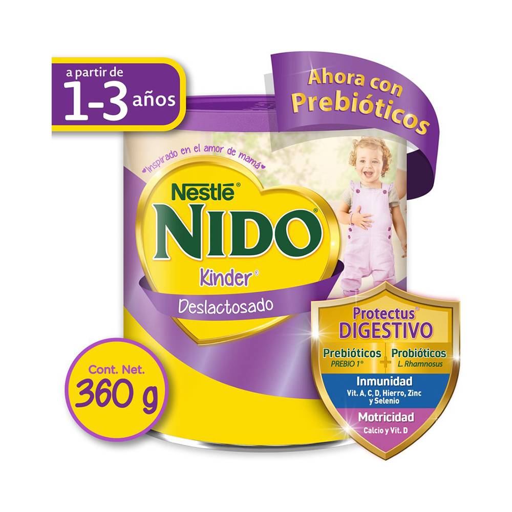 Nestlé leche nido deslactosada kinder 1 - 3 años (bote 360 g)