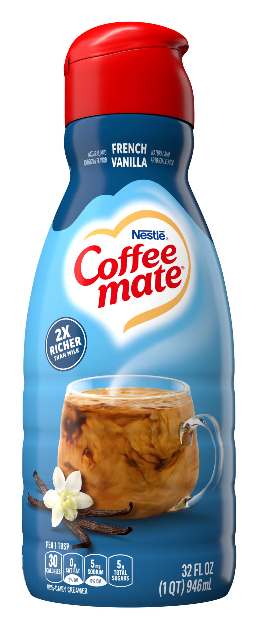 Coffee-Mate Non Dairy Flavored Liquid Coffee Creamer, French Vanilla (32 fl oz)
