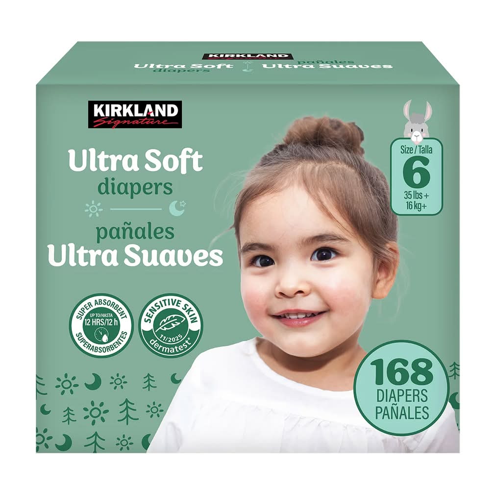 Kirkland Signature · Pañales ultra soft, Etapa 6 (168 un)