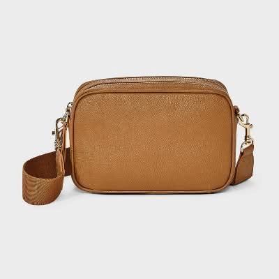 Universal Thread Double Zip Camera Crossbody Handbag, Brown