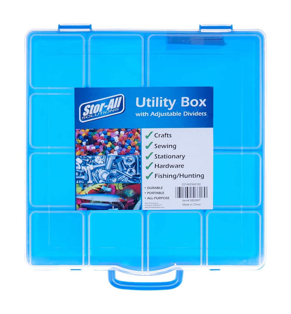Utility And Craft Storage Box With Adjustable Dividers