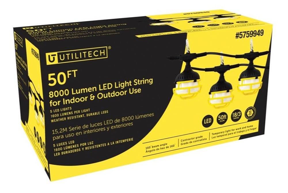 Utilitech 50-ft Plug-in Black Indoor String Light Clear LED Micro Bulbs | UTWLLSLED03