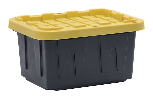 Project Source Commander Small 5.0 -Gallons ( 20.0 -Quarts ) Black and yellow Heavy Duty Stackable Tote with Standard Snap Lid