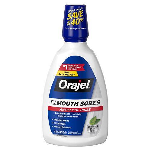 Orajel Antiseptic Mouth Sore Rinse Mint - 16.0 fl oz