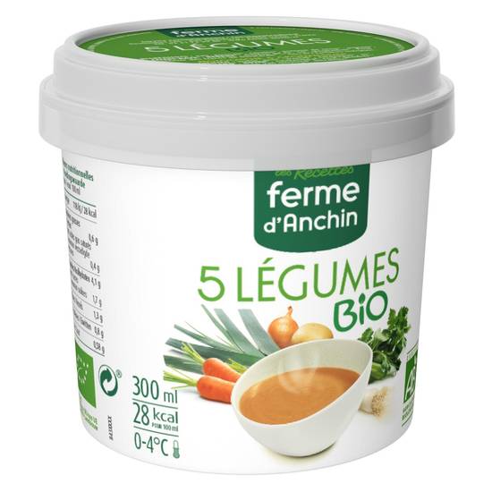 Les Recettes Ferme d'Anchin - Soupe de 5 Légumes bio (300 ml)