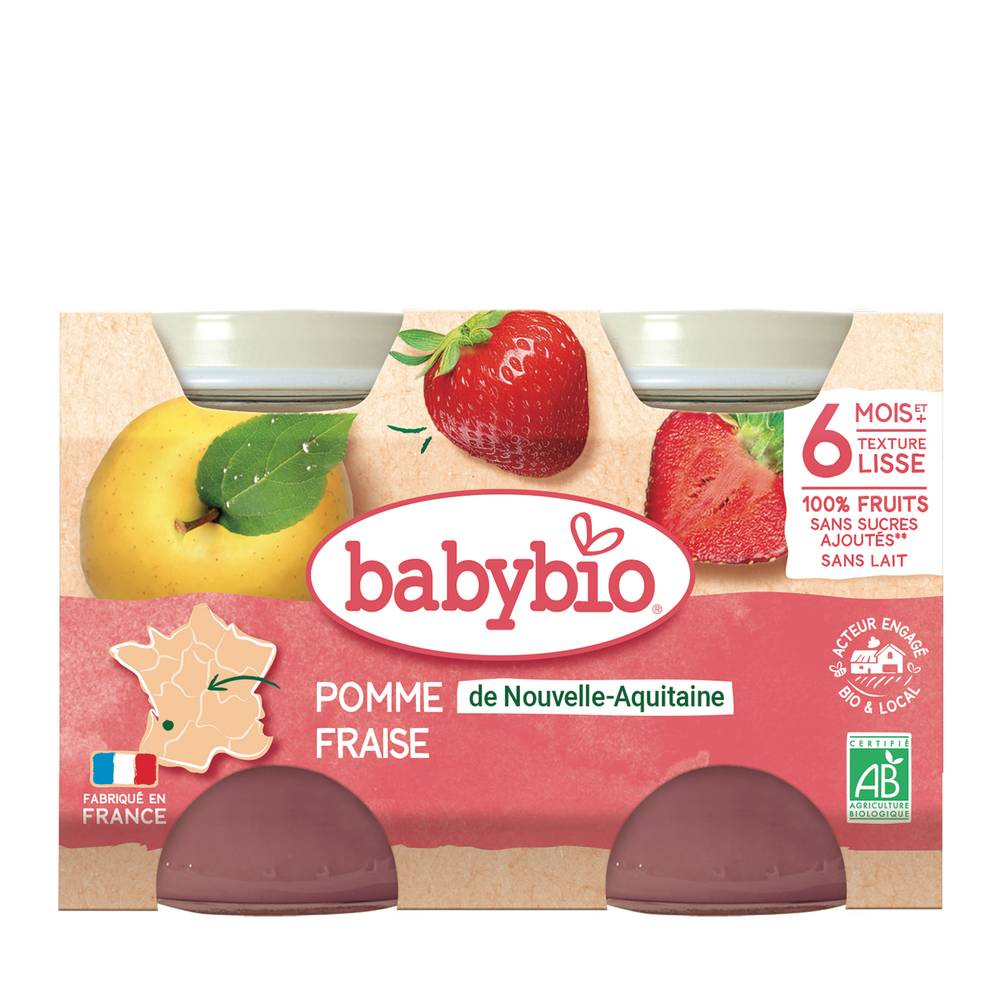 Babybio - Pomme de nouvelle aquitaine fraise dès 6 mois et plus (260g)