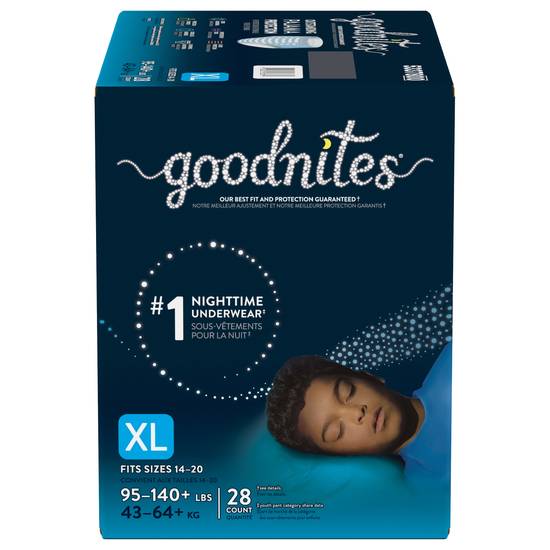 Goodnites Boys Xl (95-140+ lbs) Nighttime Underwear L/Xl