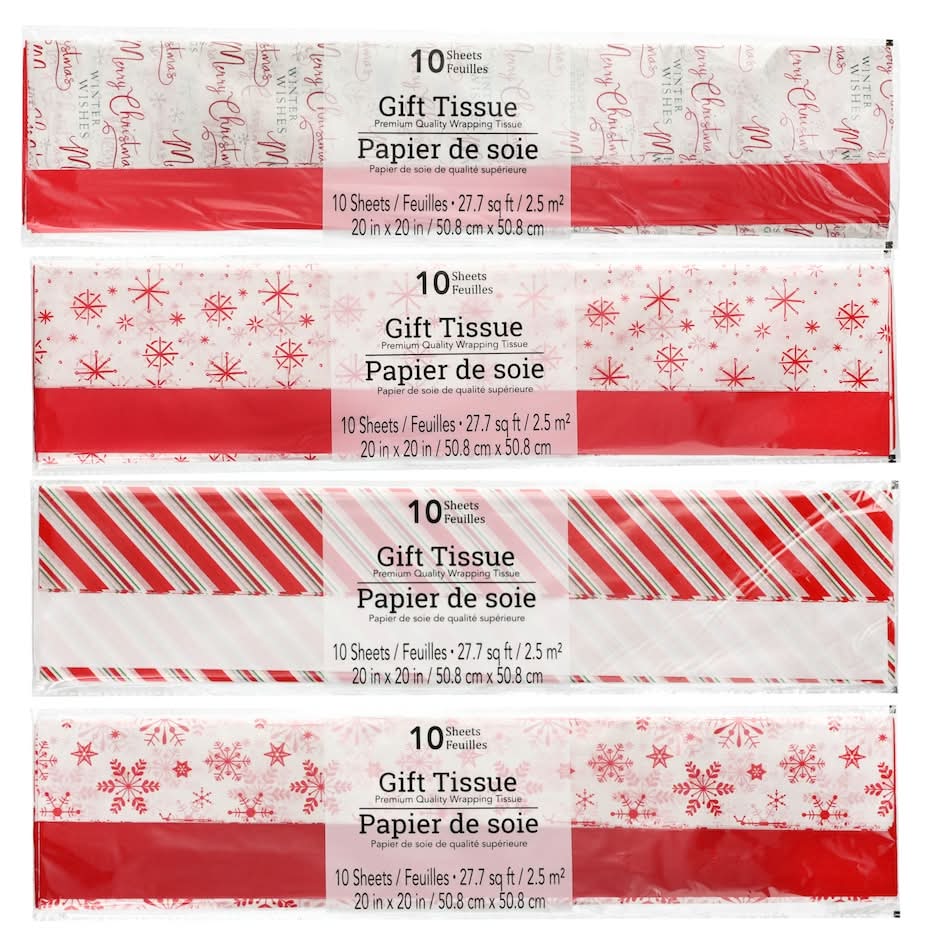 Christmas Premium Quality Wrapping Paper Gift Tissue, 20x20 in (10 ct)