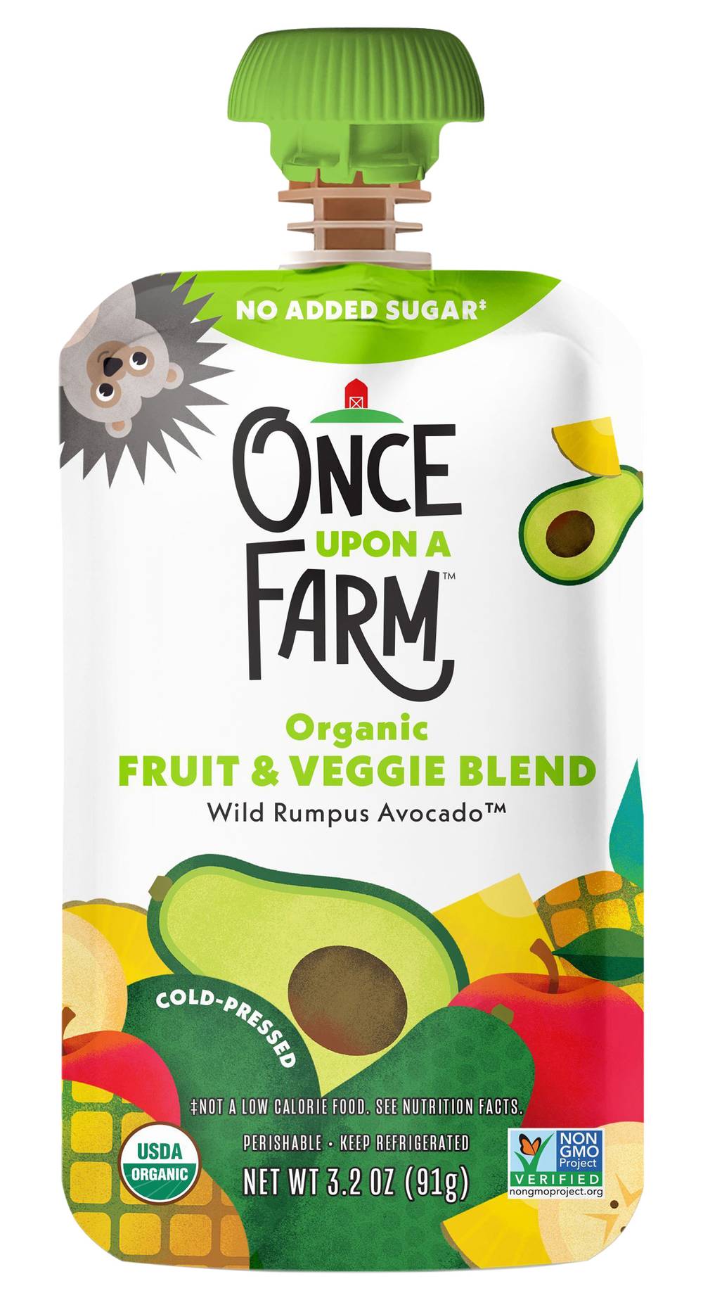 Once Upon a Farm Organic Wild Fruit & Veggie Blend, Avocado Rumpus (3.2 oz)