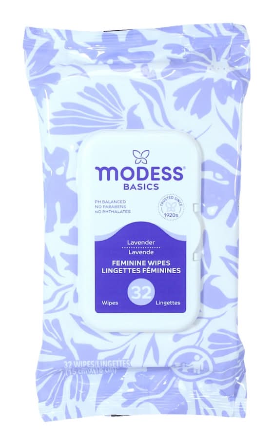 Modess Basics Feminine Cleansing Wipes, Lavender (32 ct)