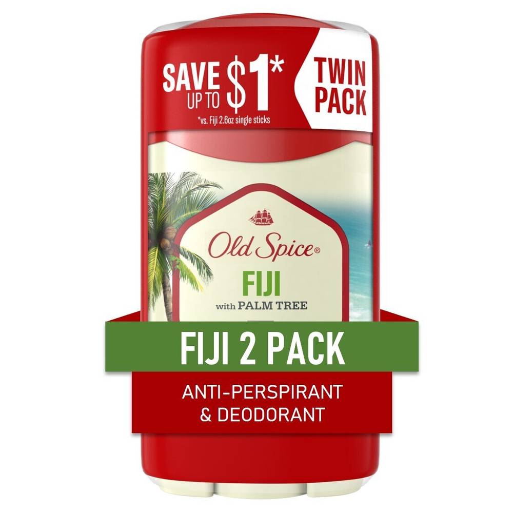 Old Spice 48-Hour Antiperspirant & Deodorant Stick, Fiji, 2.6 Oz, 2 Pack