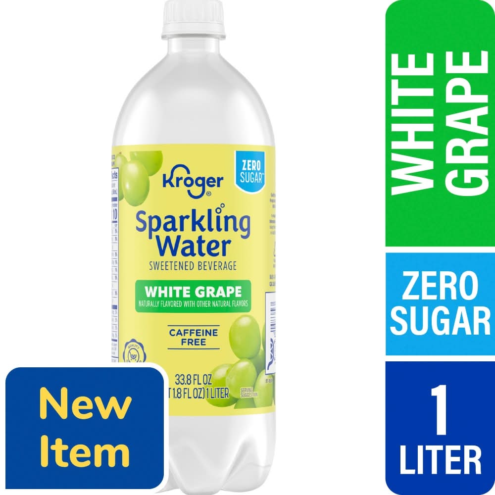 Kroger Zero Sugar Caffeine Free Sparkling Water Sweetened Beverage, White Grape (33.8 fl oz)