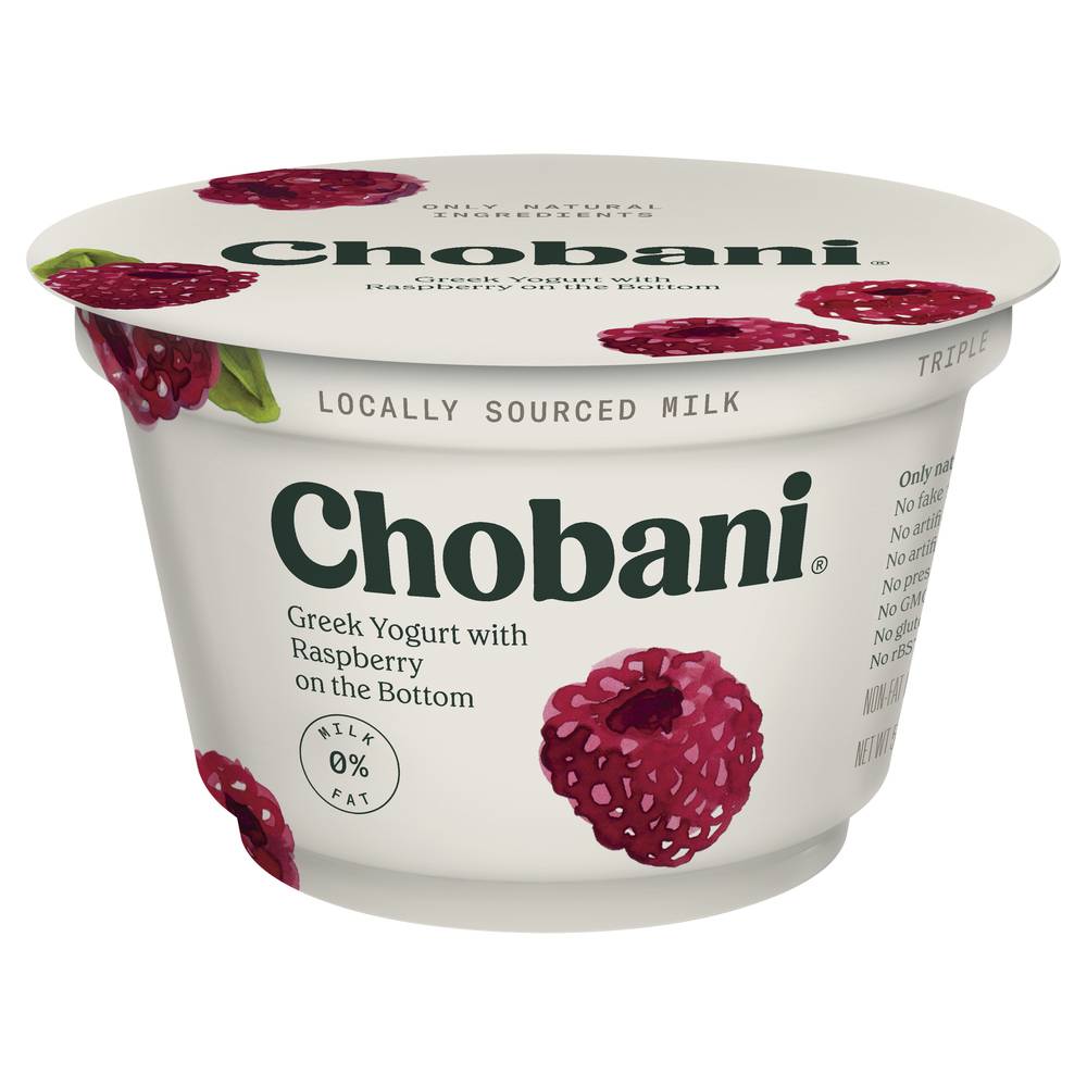 Chobani Greek Non-Fat Raspberry on the Bottom Yogurt (5.3 oz)