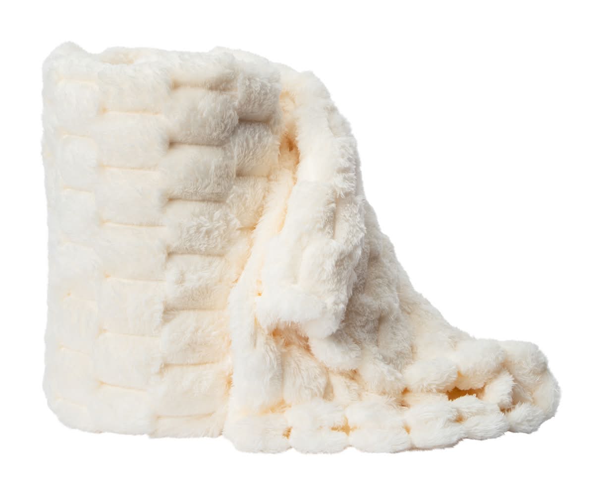 Faux Fur Blanket 50in x 60in Cream