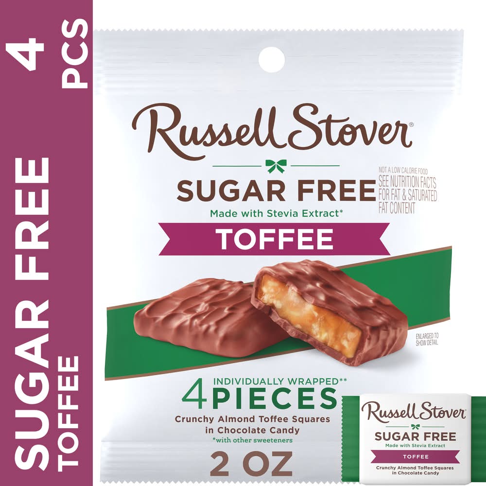 Russell Stover Sugar Free Toffee Squares in Chocolate Candy (2 oz, 4 ct)