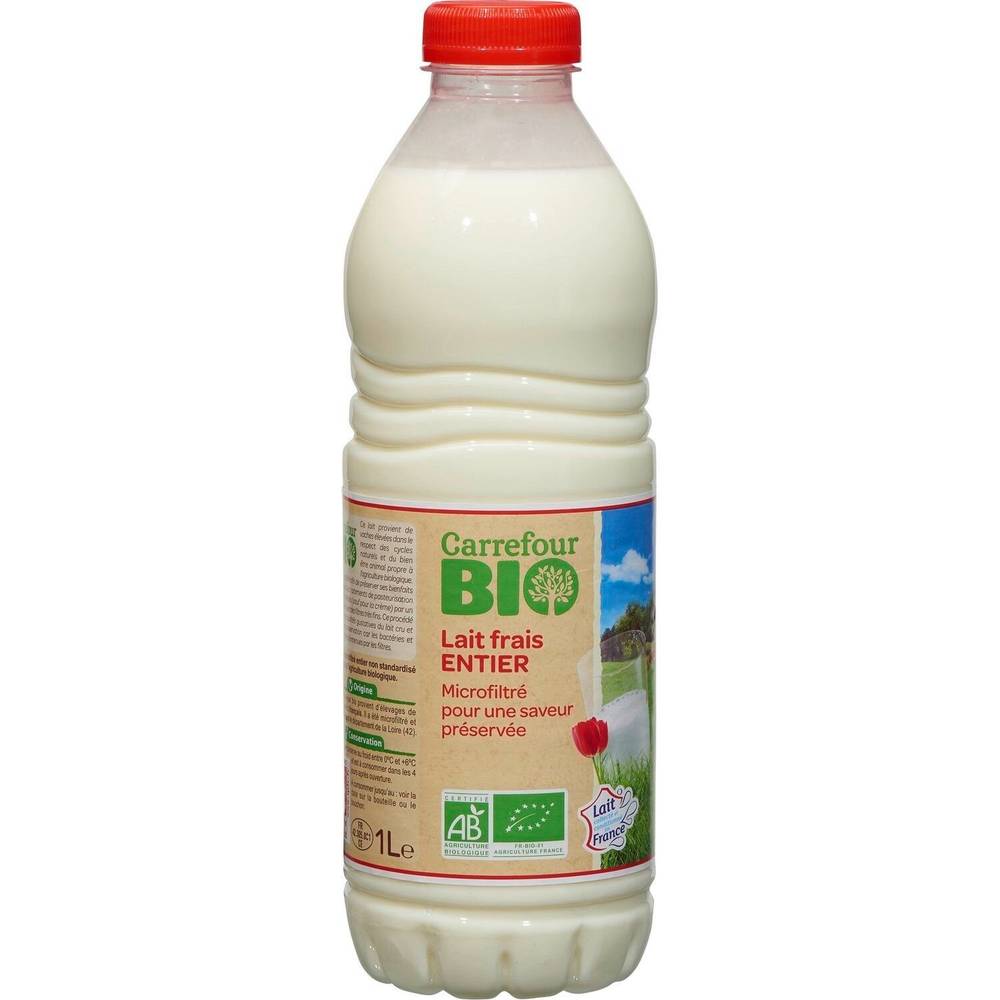 Lait Frais Entier  Bio CARREFOUR BIO -  la bouteille de 1L