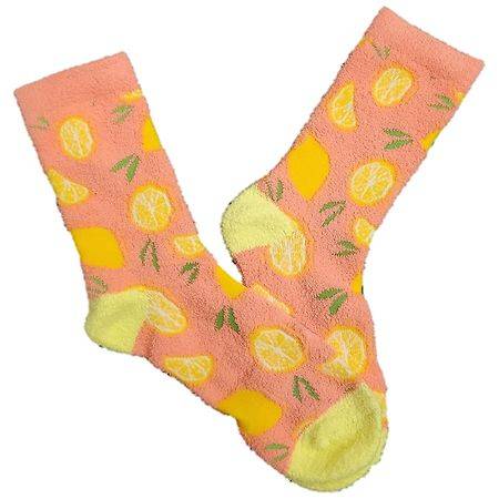 Modern Expressions Cozy Lemon Printed Socks Pink - 4-10 1.0 pr